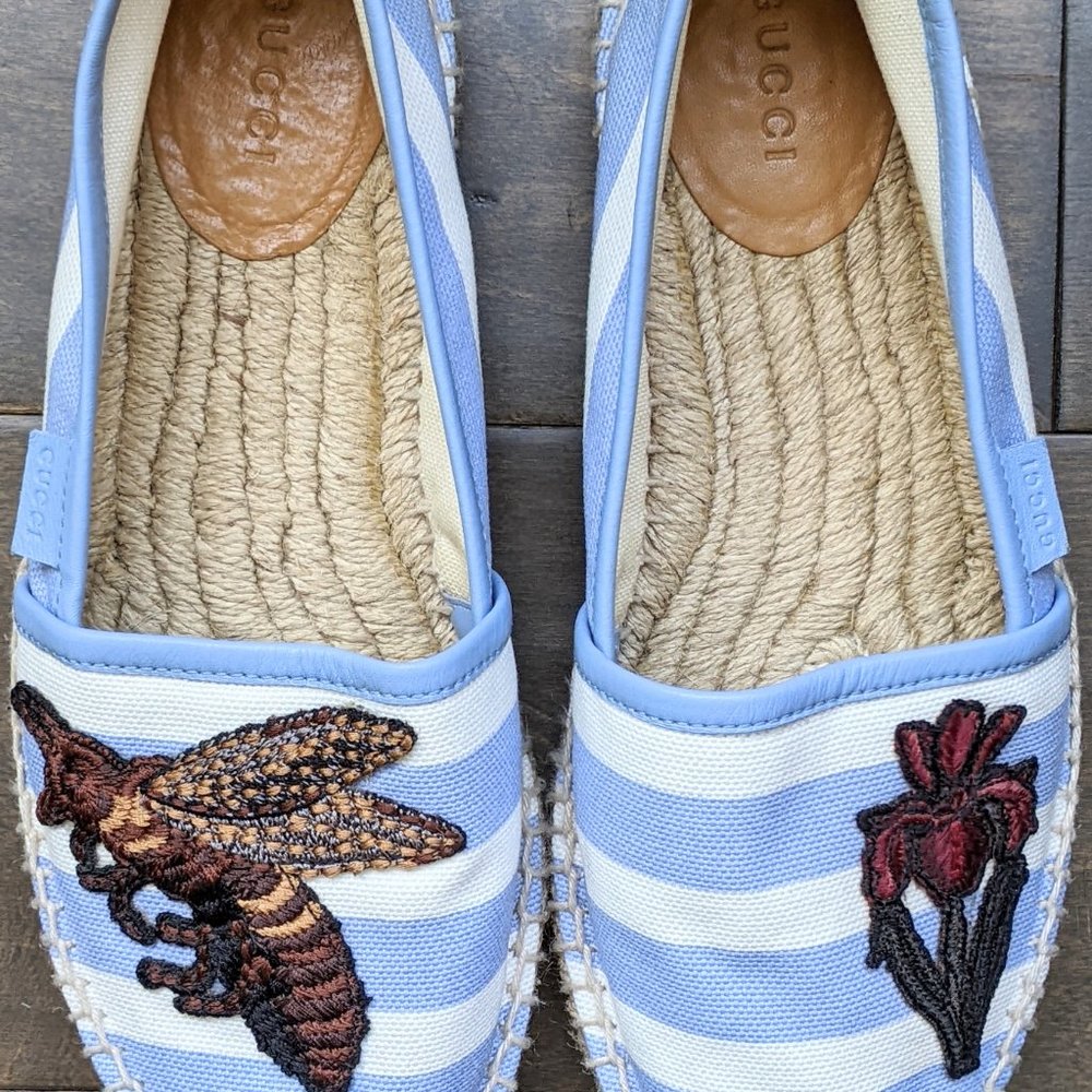 EUC! $620 Authentic Gucci Bee Logo Espadrilles Size 36
